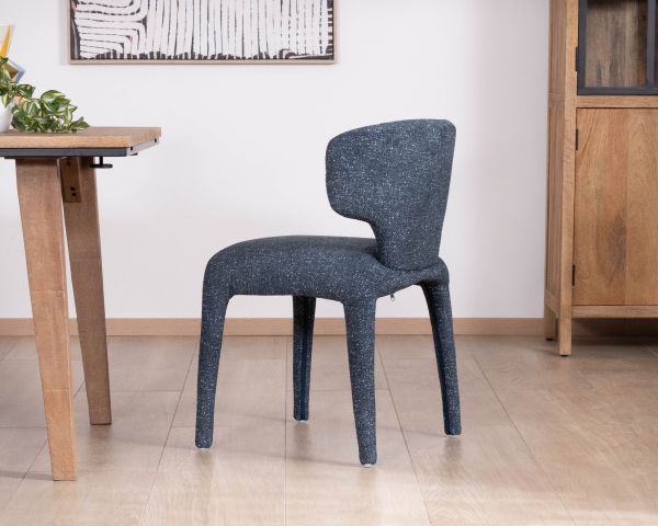 Lot de 2 chaises de repas design sculptural en tissu bleu foncé "Milano"