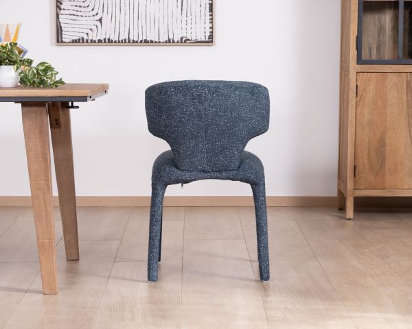 Lot de 2 chaises de repas design sculptural en tissu bleu foncé "Milano"