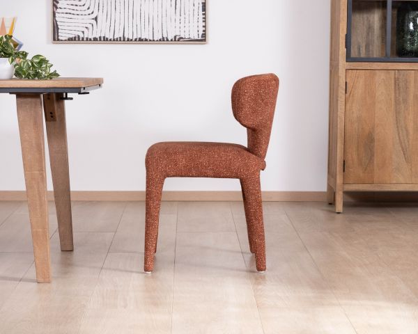 Lot de 2 chaises contemporaines avec habillage intégral en tissu terracotta “Milano”