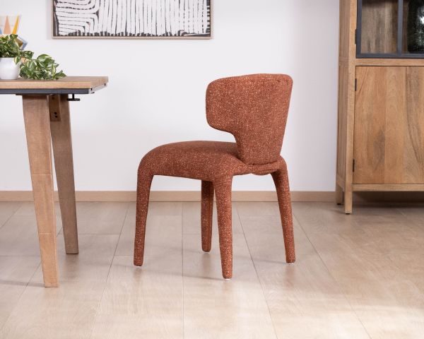 Lot de 2 chaises contemporaines avec habillage intégral en tissu terracotta “Milano”