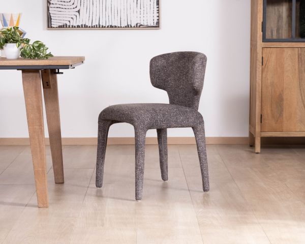 Lot de 2 chaises en tissu chiné gris foncé “Milano” revêtement intégral esprit design