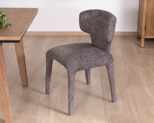 Lot de 2 chaises en tissu chiné gris foncé “Milano” revêtement intégral esprit design