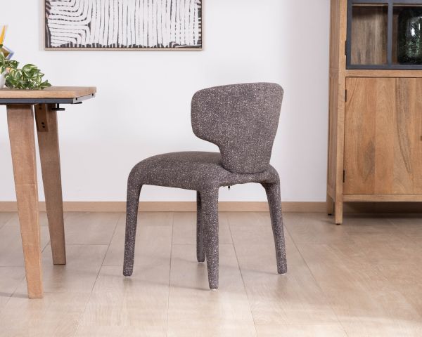 Lot de 2 chaises en tissu chiné gris foncé “Milano” revêtement intégral esprit design