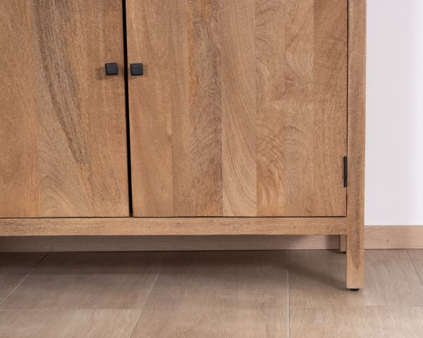 Vaisselier en manguier naturel et portes vitrées "Maestro" 100 cm