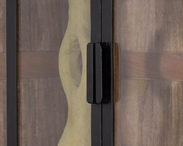 Vaisselier en manguier naturel et portes vitrées "Maestro" 100 cm