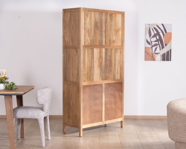 Vaisselier en manguier naturel et portes vitrées "Maestro" 100 cm