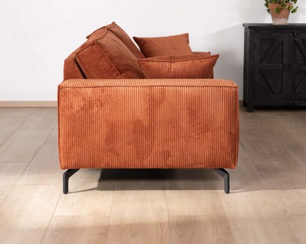 Canapé confort 3 places en velours côtelé coloris anthracite "Pueblo"