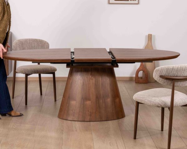 Table de repas extensible 160–200 cm teinte noyer "Oria" forme ovale