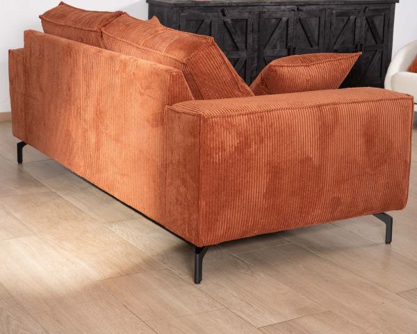 Canapé confort 3 places en velours côtelé coloris anthracite "Pueblo"