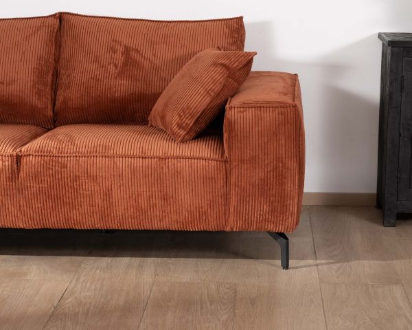 Canapé confort 3 places en velours côtelé coloris anthracite "Pueblo"