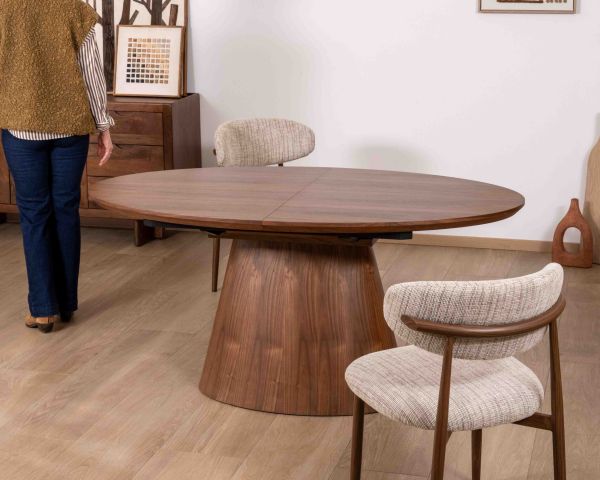 Table de repas extensible 160–200 cm teinte noyer "Oria" forme ovale