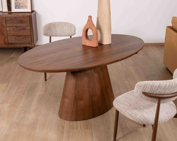 Table de repas extensible 160–200 cm teinte noyer "Oria" forme ovale