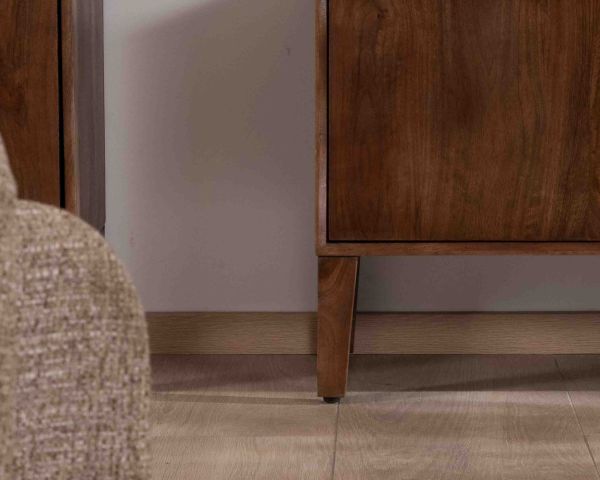 Meuble TV néo-rétro en manguier massif foncé 150 cm "Kaldo"