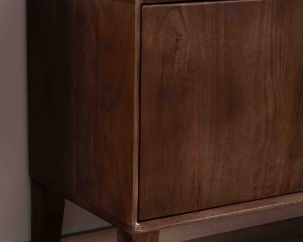 Meuble TV néo-rétro en manguier massif foncé 150 cm "Kaldo"