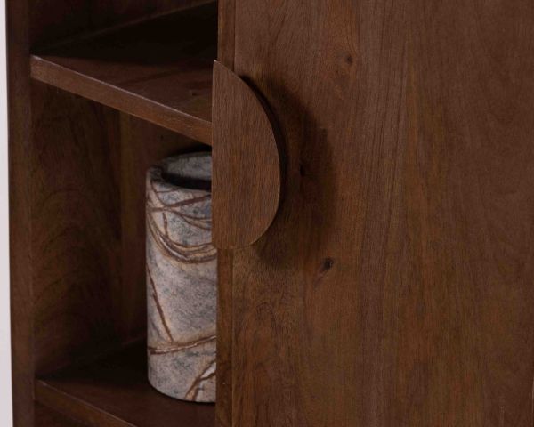 Meuble de rangement bas en manguier massif foncé "Kaldo" Style rétro scandinave