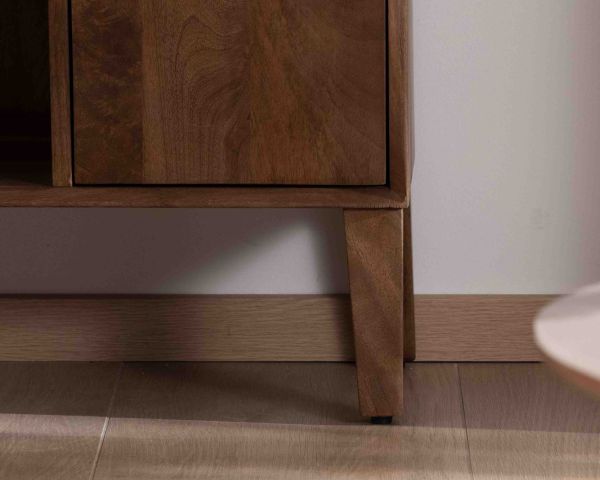 Meuble de rangement bas en manguier massif foncé "Kaldo" Style rétro scandinave