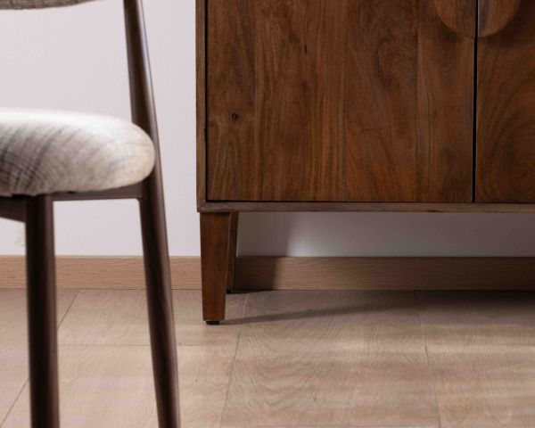 Enfilade rétro 4 portes en manguier massif foncé 180 cm "Kaldo" style mid-century