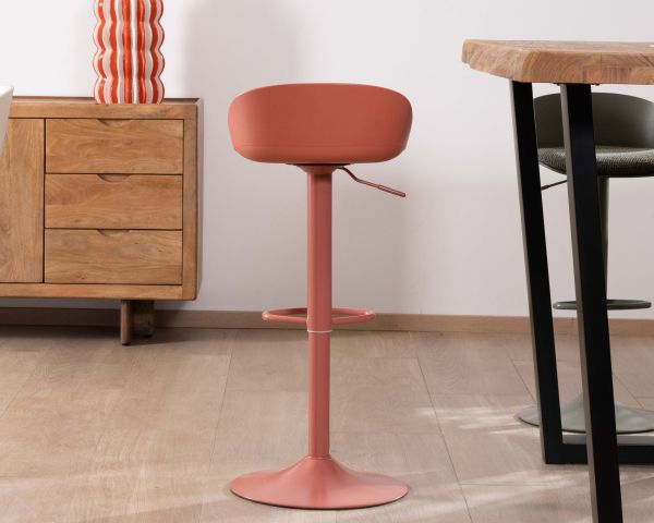 Chaise haute design épuré coloris terracotta “Oja” assise réglable en hauteur