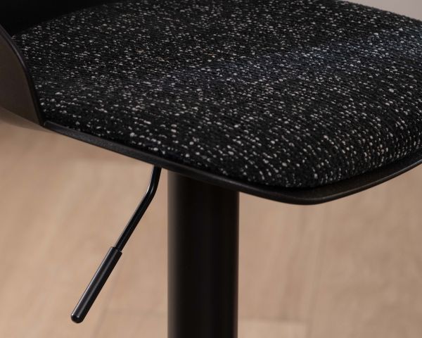 Tabouret de bar réglable design “Oja” assise en tissu texturé noir