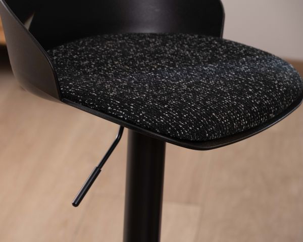 Tabouret de bar réglable design “Oja” assise en tissu texturé noir