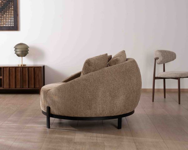 Chauffeuse XL en tissu bouclette taupe "Sweet Culture" 120 cm ultra confort