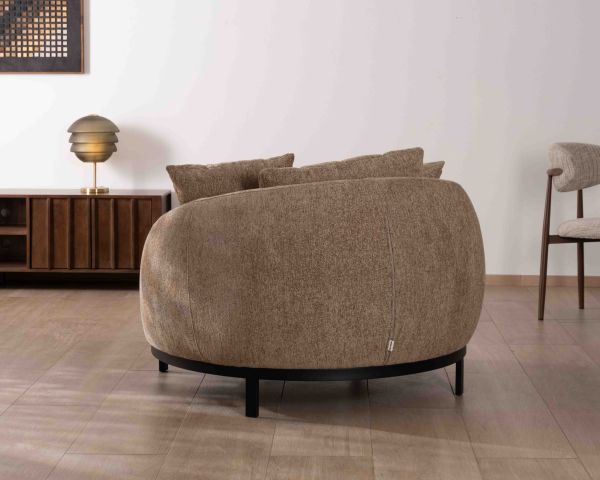 Chauffeuse XL en tissu bouclette taupe "Sweet Culture" 120 cm ultra confort