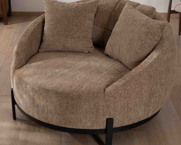Chauffeuse XL en tissu bouclette taupe "Sweet Culture" 120 cm ultra confort