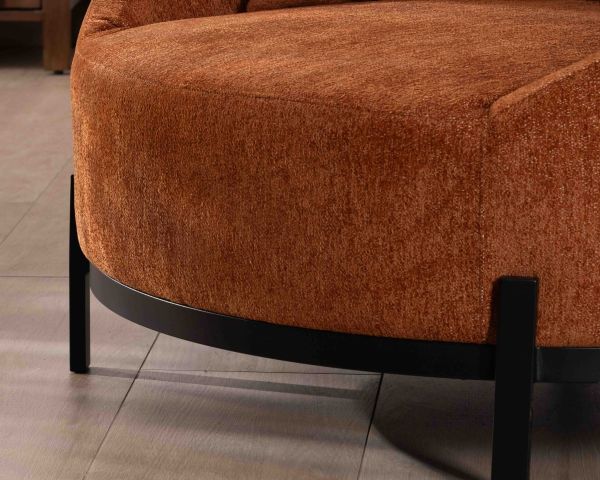 Chauffeuse XL 120 cm ultra confort avec coussins coordonnés "Sweet Culture" en tissu bouclette terracotta