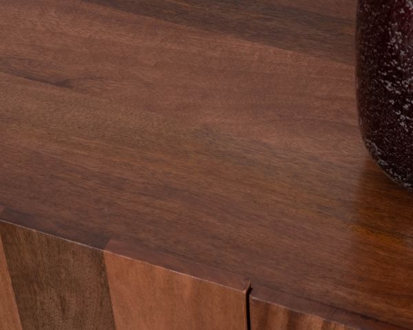 Buffet enfilade 4 portes 200 cm en manguier massif foncé "Malaké" style Japandi