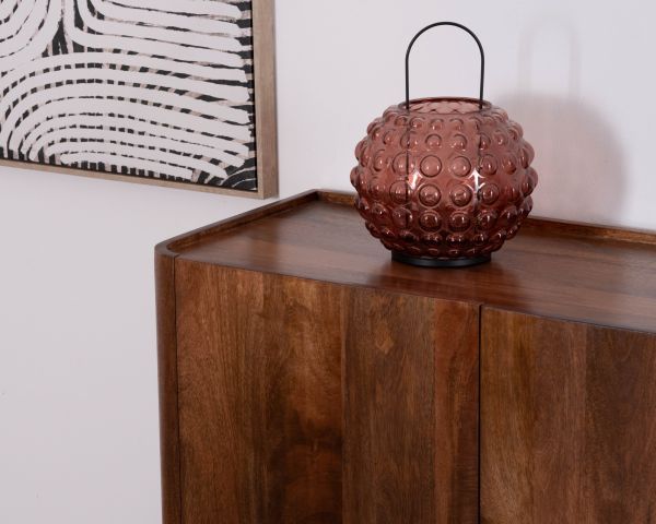 Buffet enfilade 4 portes 200 cm en manguier massif foncé "Malaké" style Japandi