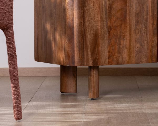 Buffet enfilade 4 portes 200 cm en manguier massif foncé "Malaké" style Japandi