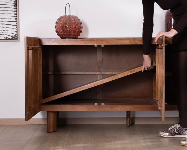 Buffet 3 portes 170 cm en manguier massif "Malaké" design organique contemporain
