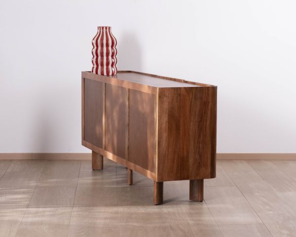 Buffet 3 portes 170 cm en manguier massif "Malaké" design organique contemporain