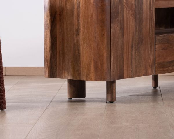 Meuble TV 175 cm en manguier massif style contemporain minimaliste "Malaké"