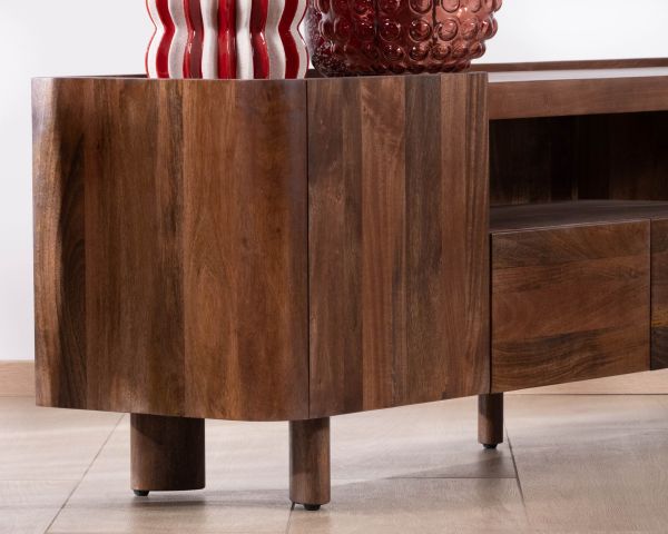 Meuble TV 175 cm en manguier massif style contemporain minimaliste "Malaké"