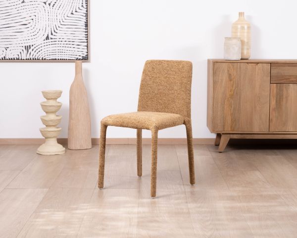 Lot de 4 chaises de repas revêtement intégral en tissu jaune doré “Otto” esprit design