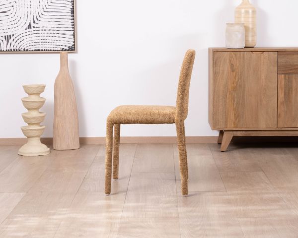 Lot de 4 chaises de repas revêtement intégral en tissu jaune doré “Otto” esprit design