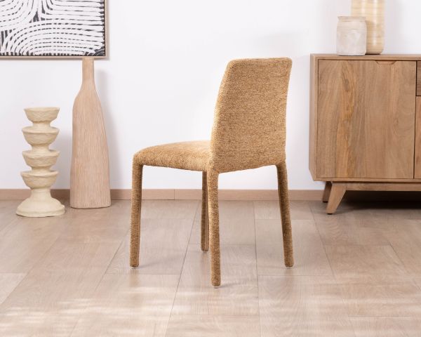 Lot de 4 chaises de repas revêtement intégral en tissu jaune doré “Otto” esprit design