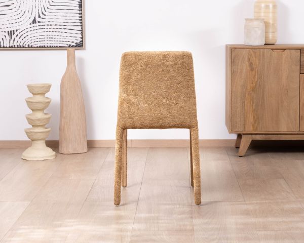 Lot de 4 chaises de repas revêtement intégral en tissu jaune doré “Otto” esprit design