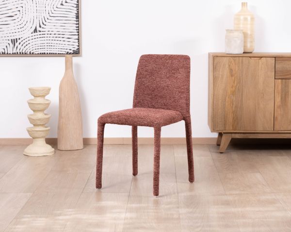 Lot de 4 chaises de repas empilables avec habillage intégral "Otto" en tissu tramé rouge