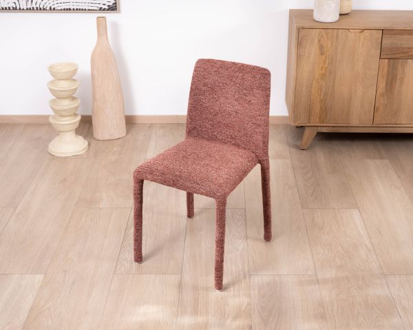 Lot de 4 chaises de repas empilables avec habillage intégral "Otto" en tissu tramé rouge