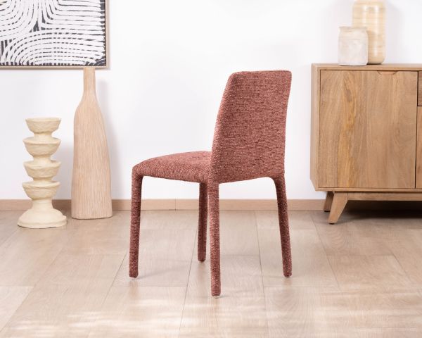 Lot de 4 chaises de repas empilables avec habillage intégral "Otto" en tissu tramé rouge