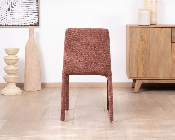 Lot de 4 chaises de repas empilables avec habillage intégral "Otto" en tissu tramé rouge