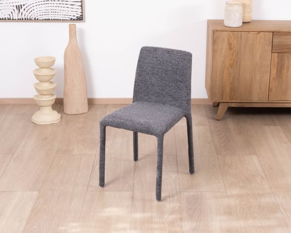 Lot de 4 chaises de repas empilables en tissu gris graphite texturé “Otto” 