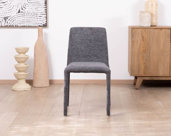 Lot de 4 chaises de repas empilables en tissu gris graphite texturé “Otto” 