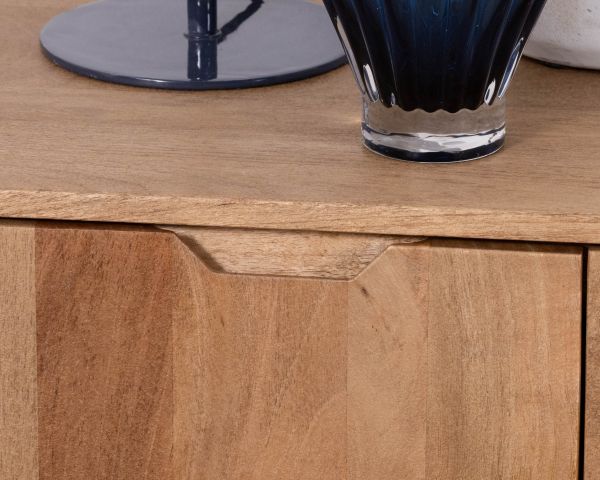 Meuble TV 170 cm en manguier massif  style scandinave "Elyka" avec double porte et niches