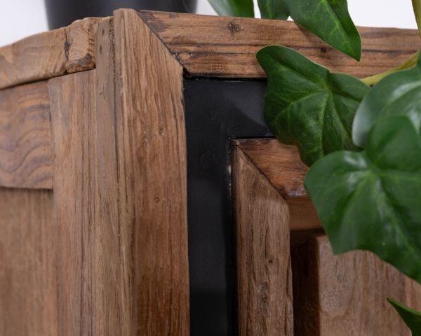 Vaisselier contemporain en teck recyclé et portes vitrées "Kayoa"