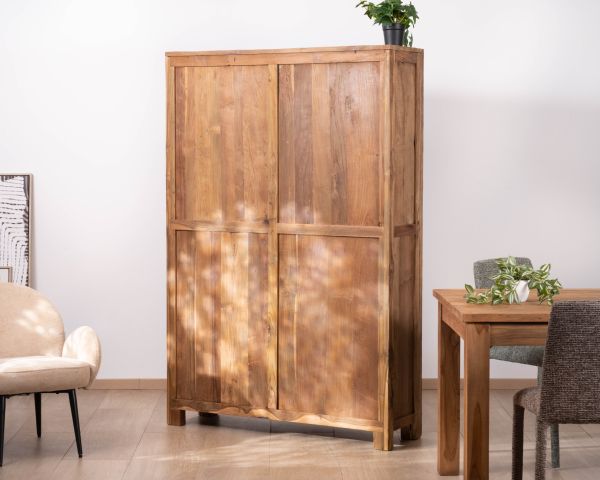 Vaisselier contemporain en teck recyclé et portes vitrées "Kayoa"