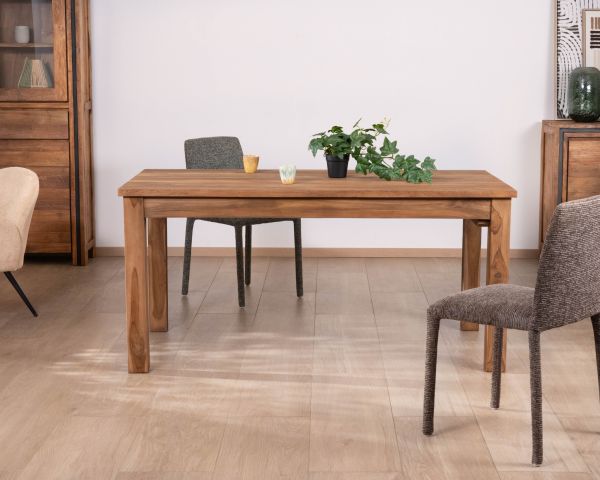 Table à manger extensible 160 à 210 cm en teck recyclé massif "Kayoa" style authentique