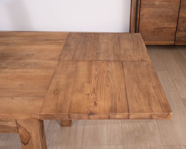 Table à manger extensible 160 à 210 cm en teck recyclé massif "Kayoa" style authentique